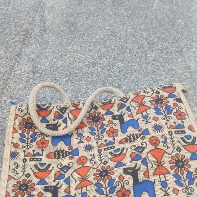 Warli Art Jute Bag, Puru Wings jute product