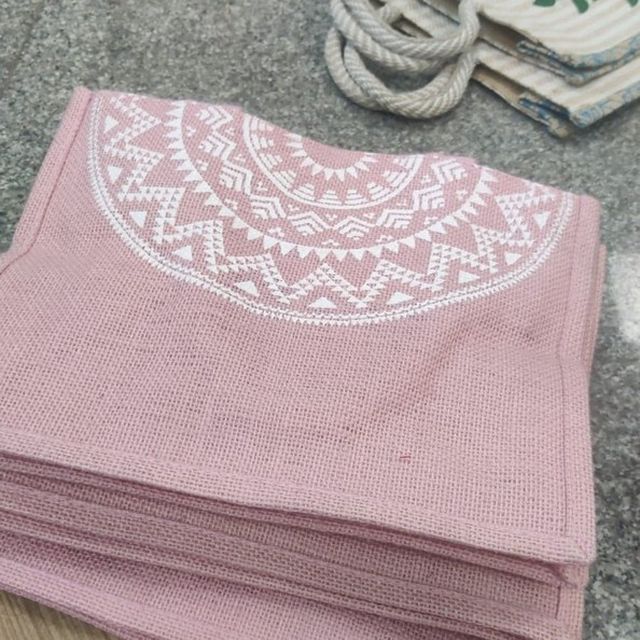 Blush Mandala Print Jute Bag, Puru Wings jute product