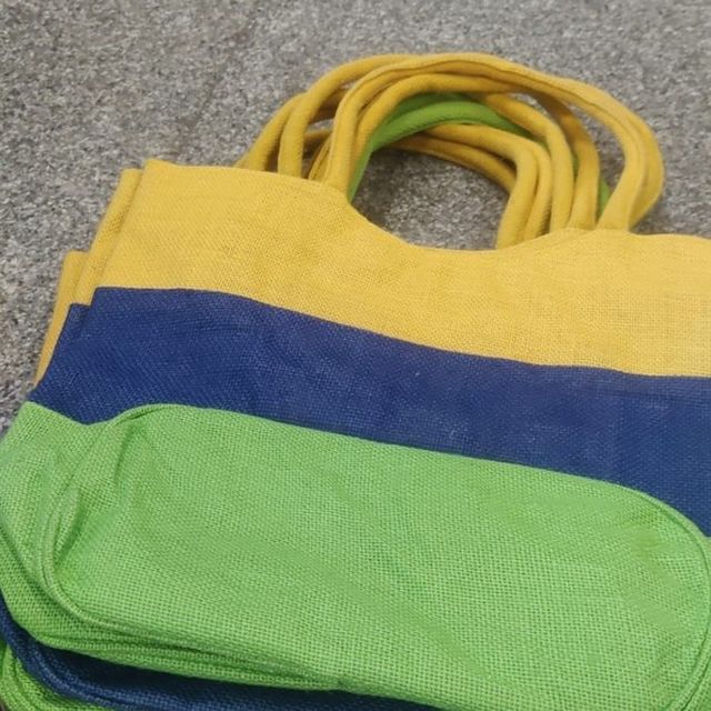 Tricolour Block Jute Bag, Puru Wings jute product