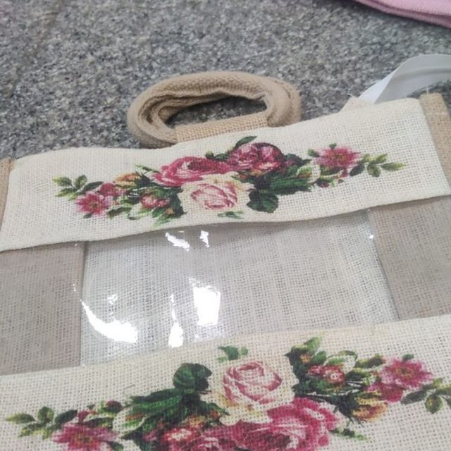 Rose Bouquet Jute Vanity Pouch, Puru Wings jute product